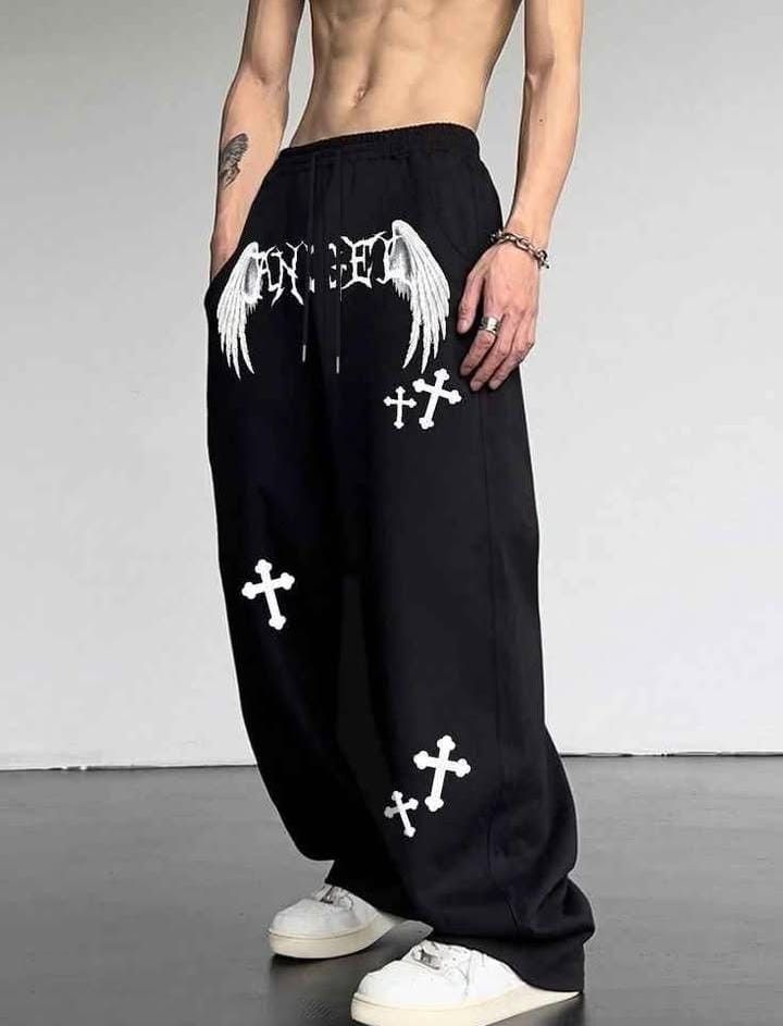 SADAM Angel Wings cross-print sweatpants