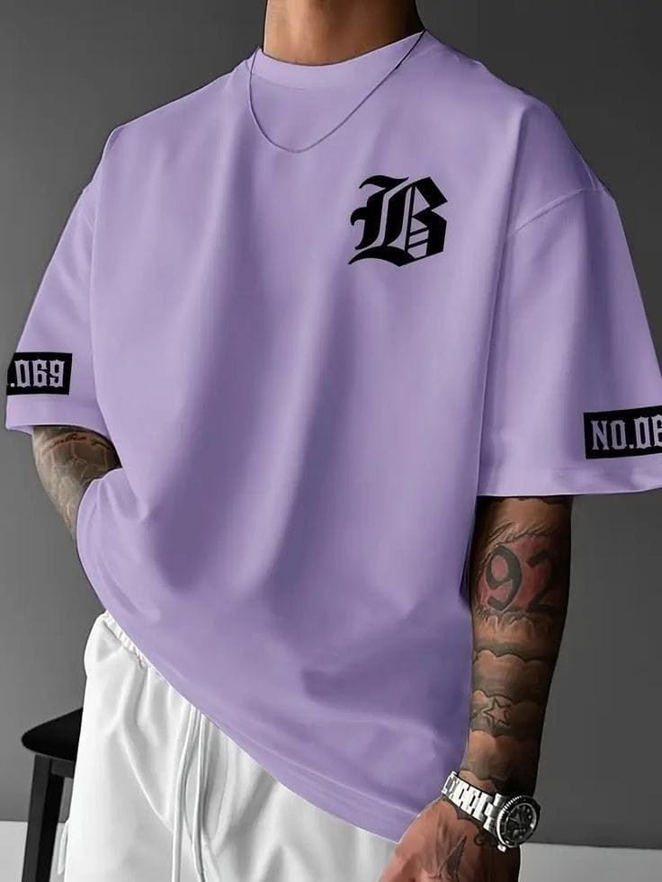 SADAM lavender oversized B-monogram tee